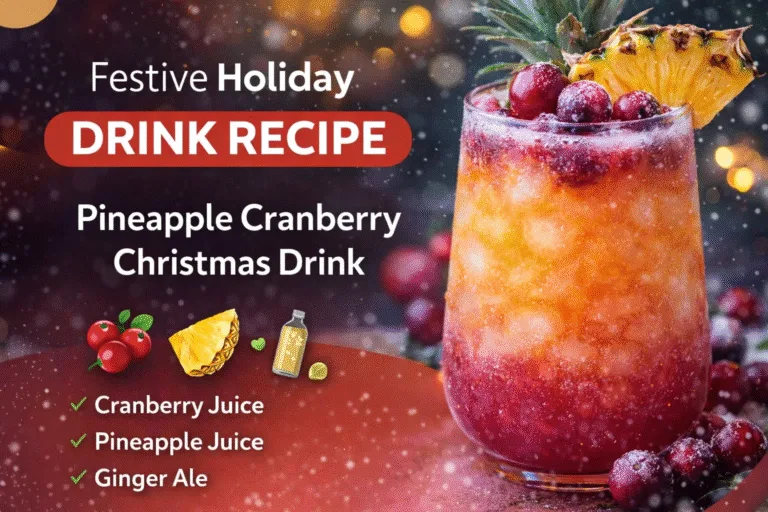 Festive Pineapple Cranberry Christmas Mocktail – Easy 3-Ingredient Holiday Punch Recipe