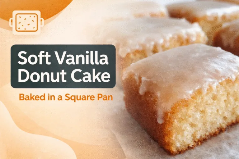 Easy Soft Vanilla Donut Cake Recipe  Baked Glazed Vanilla Squares