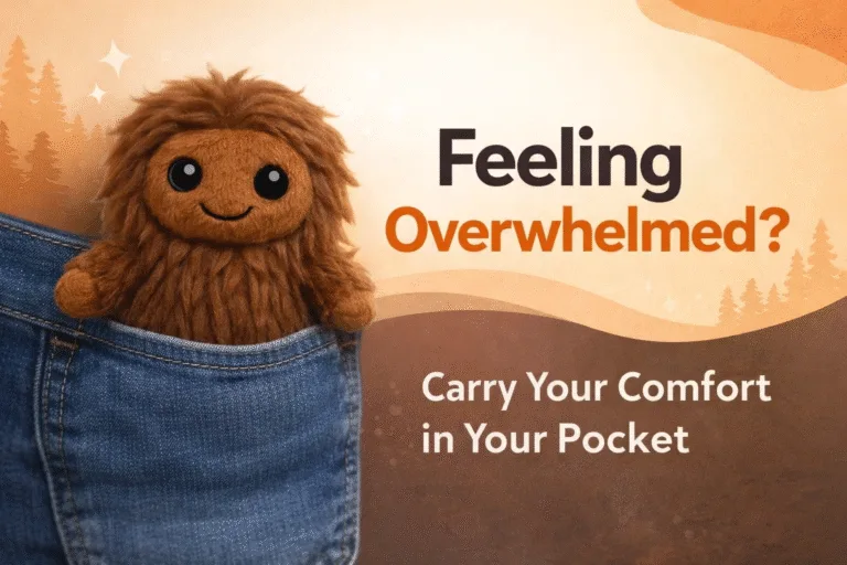 Cute ABDOLL Pocket Bigfoot Mini Stuffed Animal with Positive Card