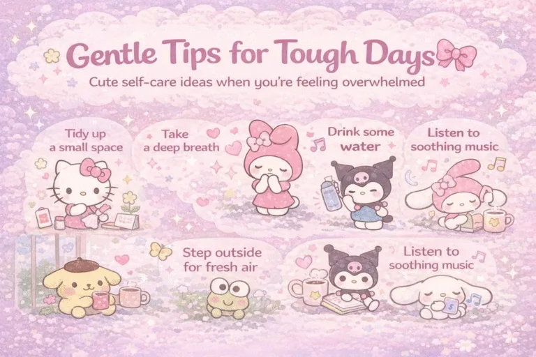 9 Simple Self-Care Fixes for Tough Days  Soft Aesthetic Mental Health Guide  Sanrio Tips