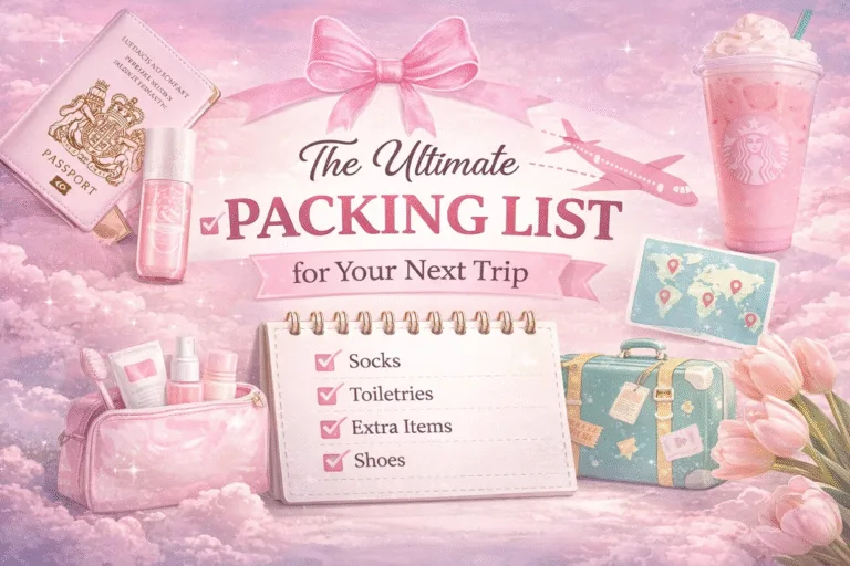Ultimate Girly Travel Packing List Checklist for Vacation