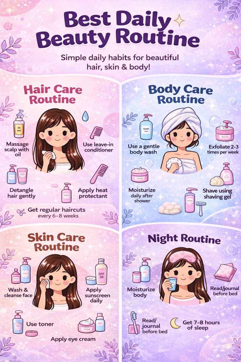 Daily Hair Body and Skin Care Routine Guide  Nightly Self-Care Tips
