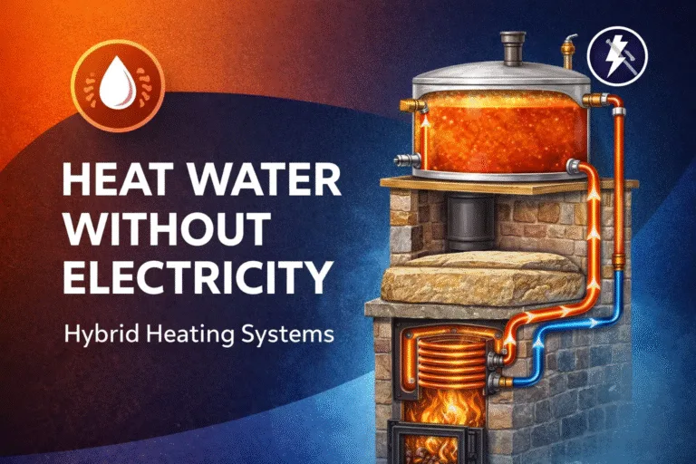 DIY Hybrid Masonry Stove Off-Grid Thermosiphon Water Heating System