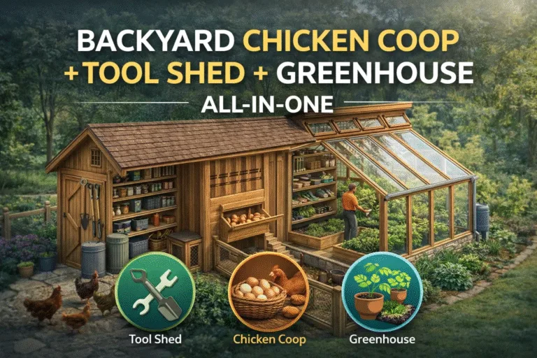 Ultimate 3-in-1 Backyard Structure Chicken Coop, Tool Shed  Greenhouse Combo