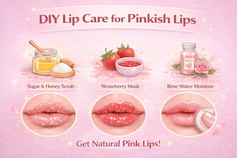 DIY Lip Care Routine for Pinkish Lips Natural Scrub, Strawberry Mask  Rose Water Hydration