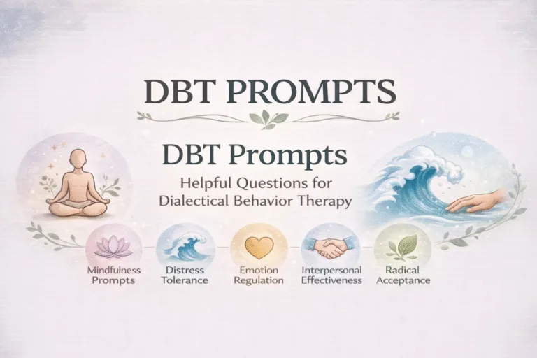 DBT Journaling Prompts for Mental Health  Emotional Regulation  Self-Care Therapy Cheat Sheet