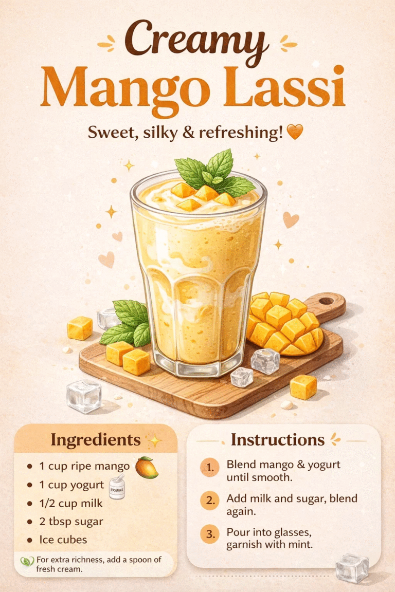 Creamy Mango Lassi Recipe  Easy 5-Minute Indian Yogurt Smoothie Drink