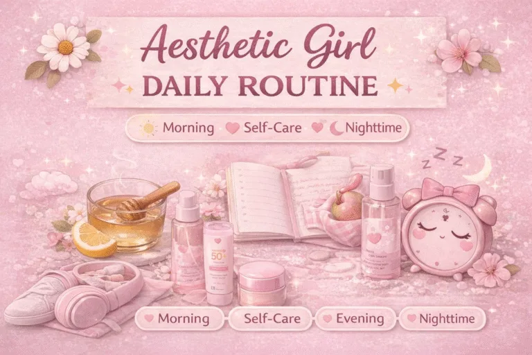 Cute Soft Pink Aesthetic Daily Routine Simple Self-Care  Healthy Skin Habits