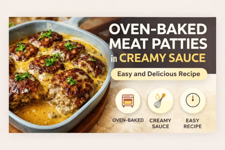 Easy Cheesy Baked Beef Patties in Creamy Cheddar Sauce Recipe