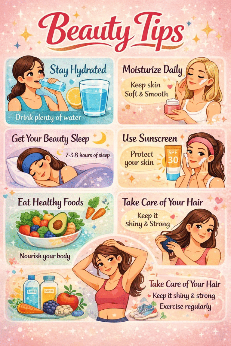 Daily Beauty Tips  Self Care Guide Healthy Skin, Hair  Lifestyle Routine