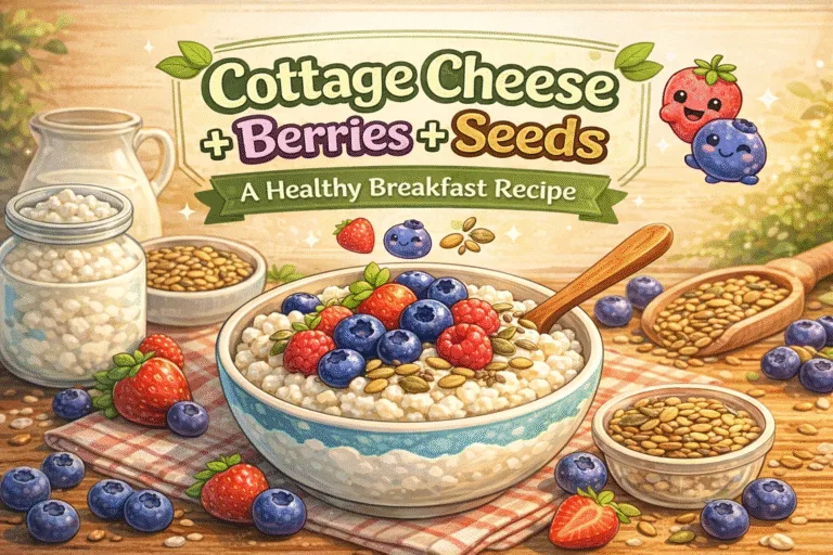 Healthy Cottage Cheese Bowl with Berries and Seeds Recipe for High Protein Breakfast