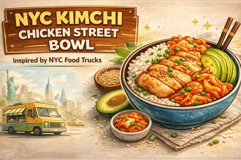 NYC Kimchi Chicken Street Bowl  Healthy Probiotic Meal Prep Recipe  Gut Health Lunch Idea