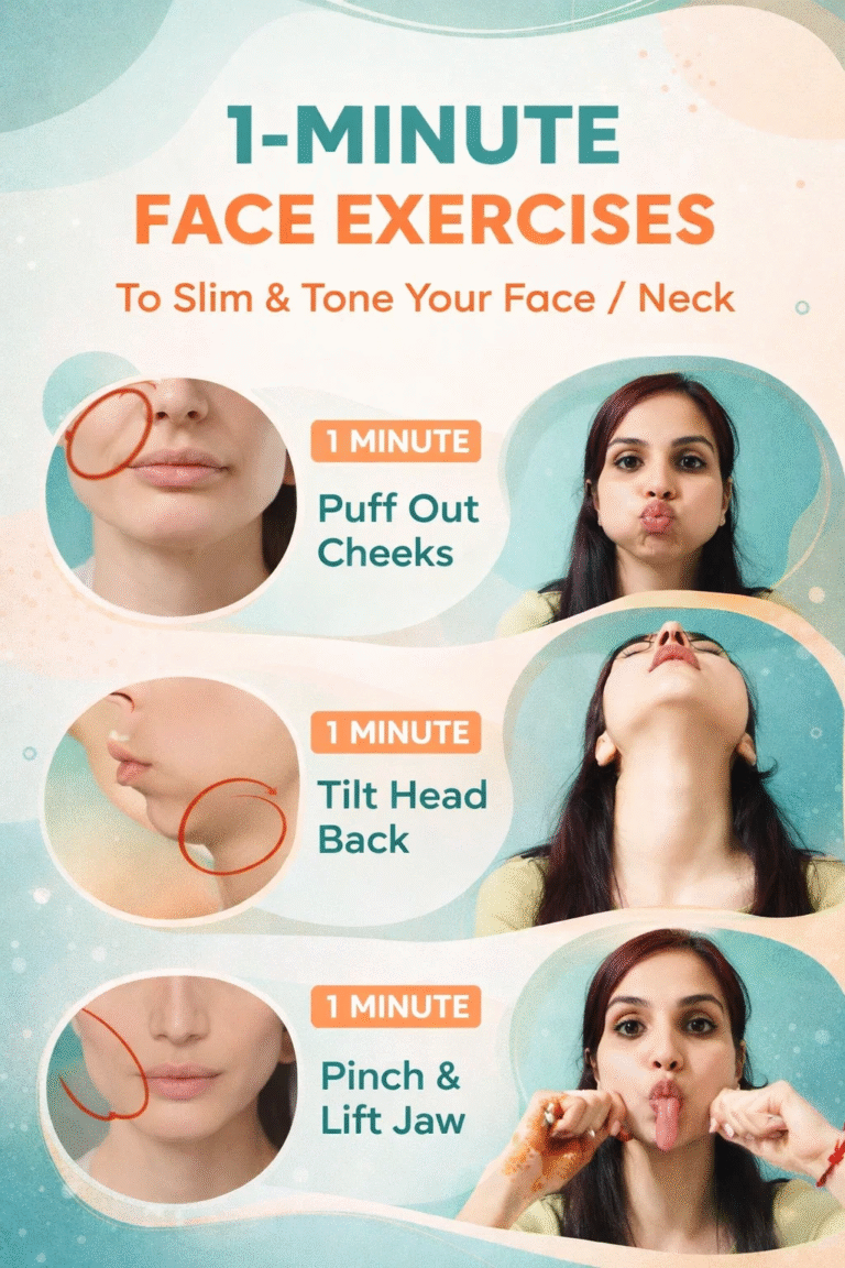 Daily 1 Minute Face Yoga Exercises for Jawline, Double Chin  Slim Face Glow
