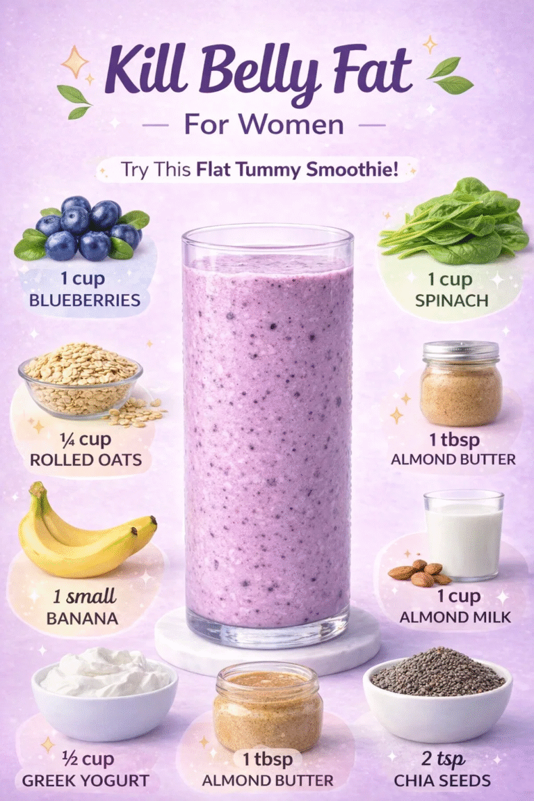 Flat Belly Smoothie Recipe Healthy Blueberry Spinach Drink to Help Lose Tummy Fat