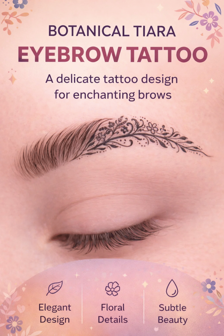 Botanical Tiara Eyebrow Tattoo Idea  Fine Line Floral Microblading Design by Inna Kolt