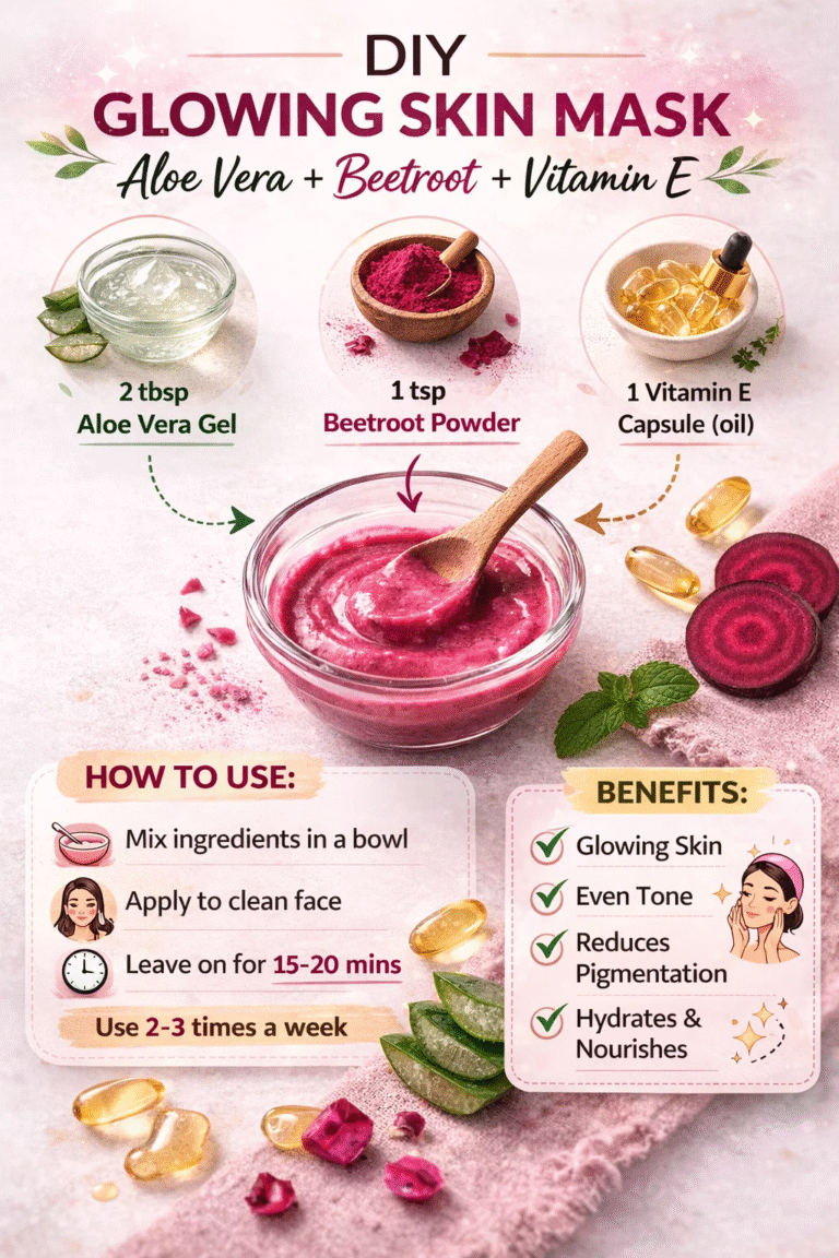 DIY Glowing Skin Mask Beetroot, Aloe Vera  Vitamin E for Face Brightening