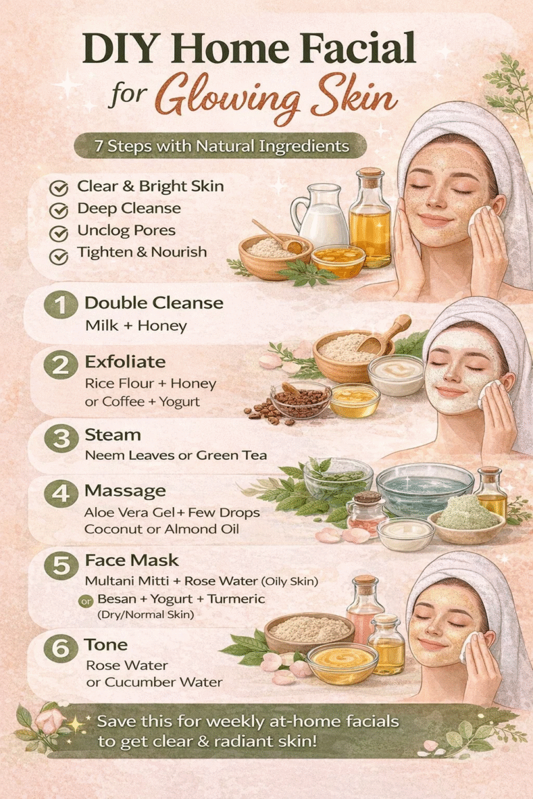 DIY Home Facial for Glowing Skin 7 Steps with Natural Ingredients
