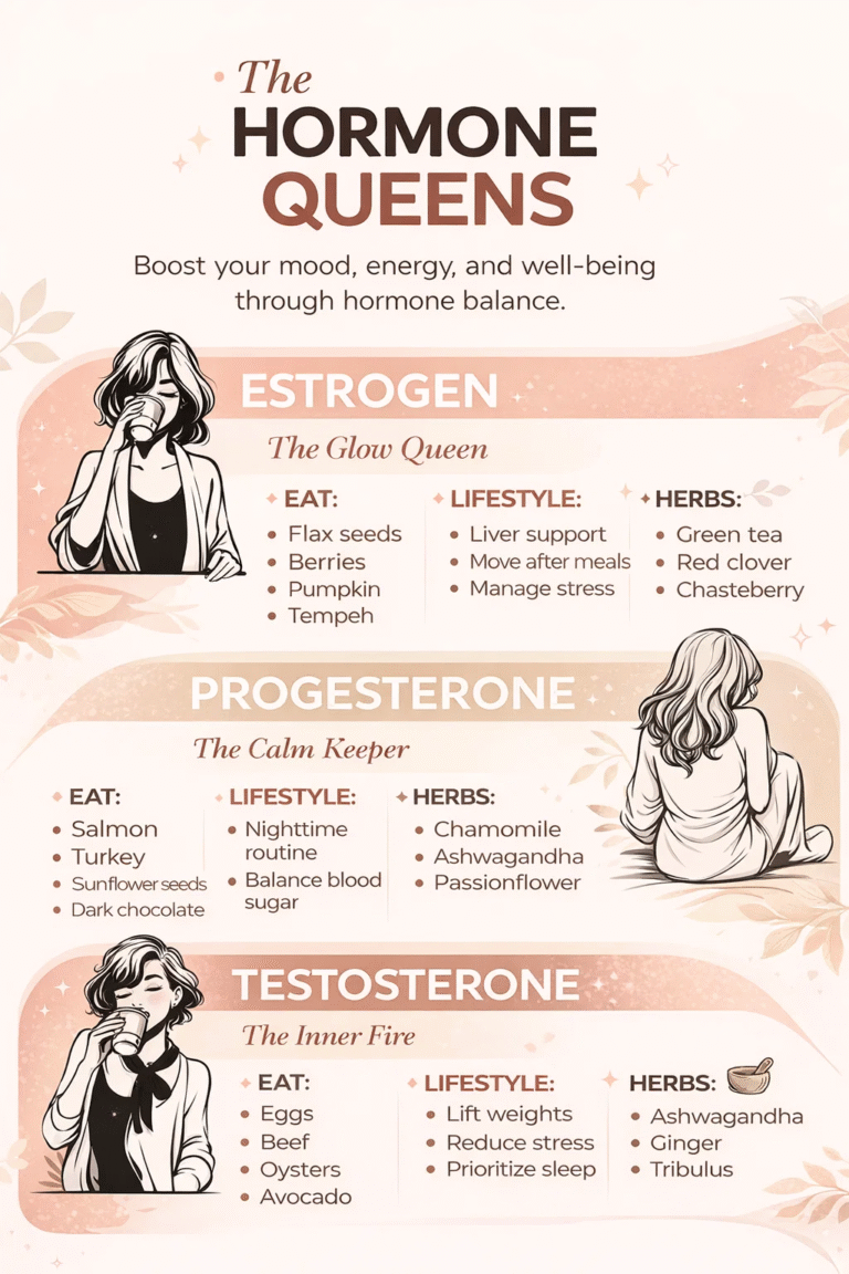 Hormone Balance Guide Foods, Lifestyle  Herbs for Estrogen, Progesterone, Testosterone