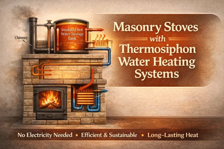 DIY Masonry Stove  Thermosiphon Water Heating System  Off-Grid Sustainable Home Heating