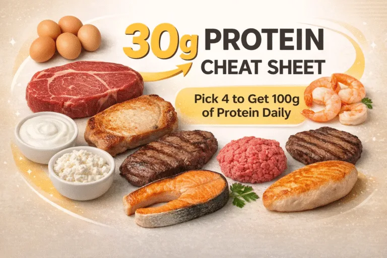 High Protein Foods Guide 30g Protein Sources Cheat Sheet for Weight Loss  Muscle Gain