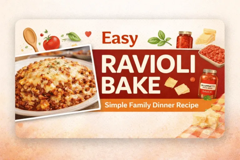 Easy Ravioli Bake Recipe  Quick 5-Ingredient Family Dinner Idea  Cheesy Pasta Casserole