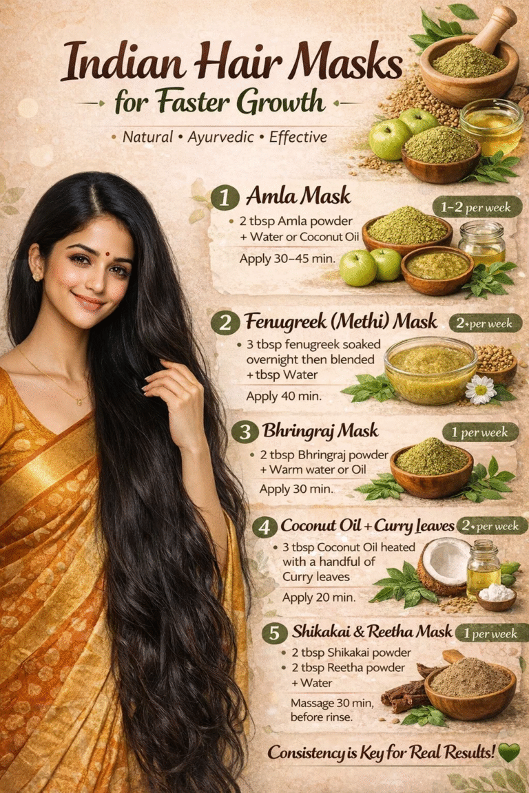 5 Best Ayurvedic Indian Hair Masks for Faster Growth  Healthy Hair Amla, Methi, Bhringraj