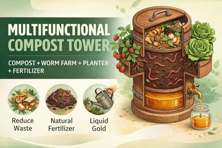 Build a 4-in-1 Vertical Compost Tower DIY Worm Farm, Planter  Zero-Waste Fertilizer