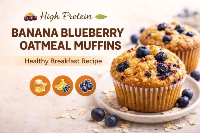 High Protein Banana Blueberry Oatmeal Muffins  Healthy Meal Prep  Preworkout Snack Recipe