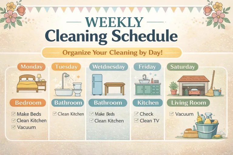 Weekly Cleaning Schedule Simple Step-by-Step Home Organizing Routine for a Tidy House