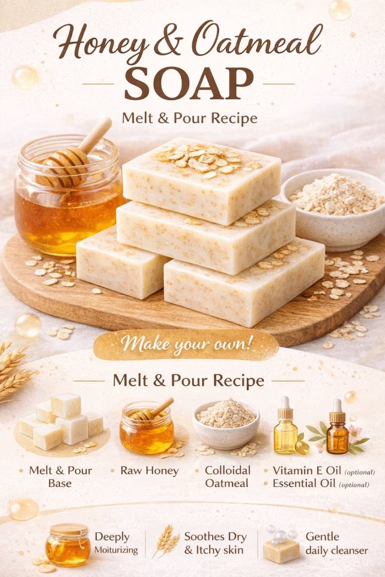 DIY Honey  Oatmeal Melt and Pour Soap Recipe for Soothing Dry Skin
