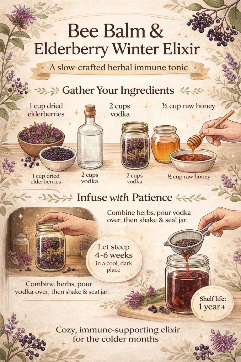 DIY Bee Balm  Elderberry Winter Elixir Recipe for Immune Support  Herbal Remedy Tincture