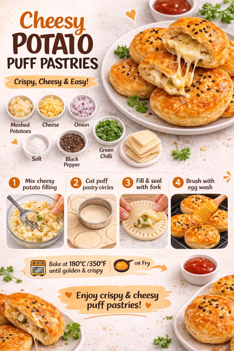 Alu Cheesy Puff Patiz Recipe  Crispy Cheesy Potato Puff Pastry  Bakery Style Veg Patties