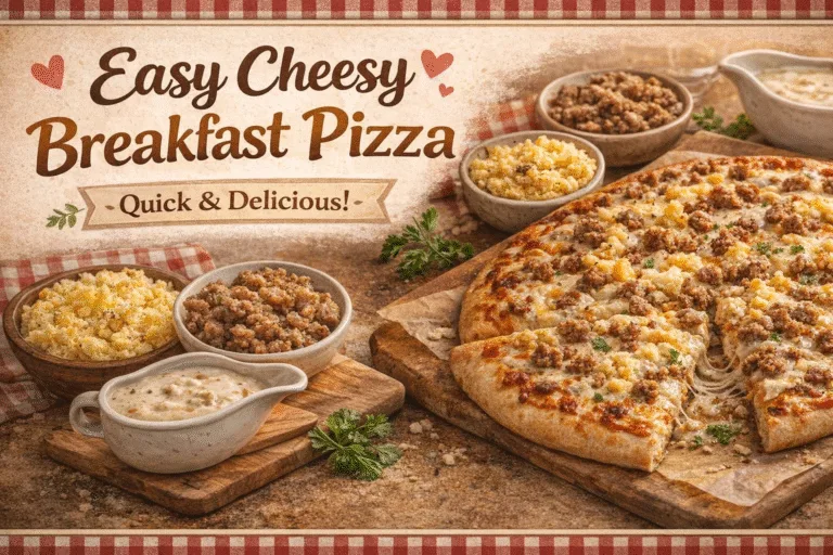 Easy Cheesy Breakfast Pizza Recipe  Quick Family Breakfast Idea with Sausage  Gravy