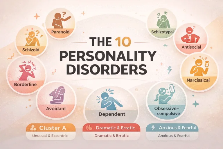 10 Types of Personality Disorders Chart Clusters A, B, and C Mental Health Guide