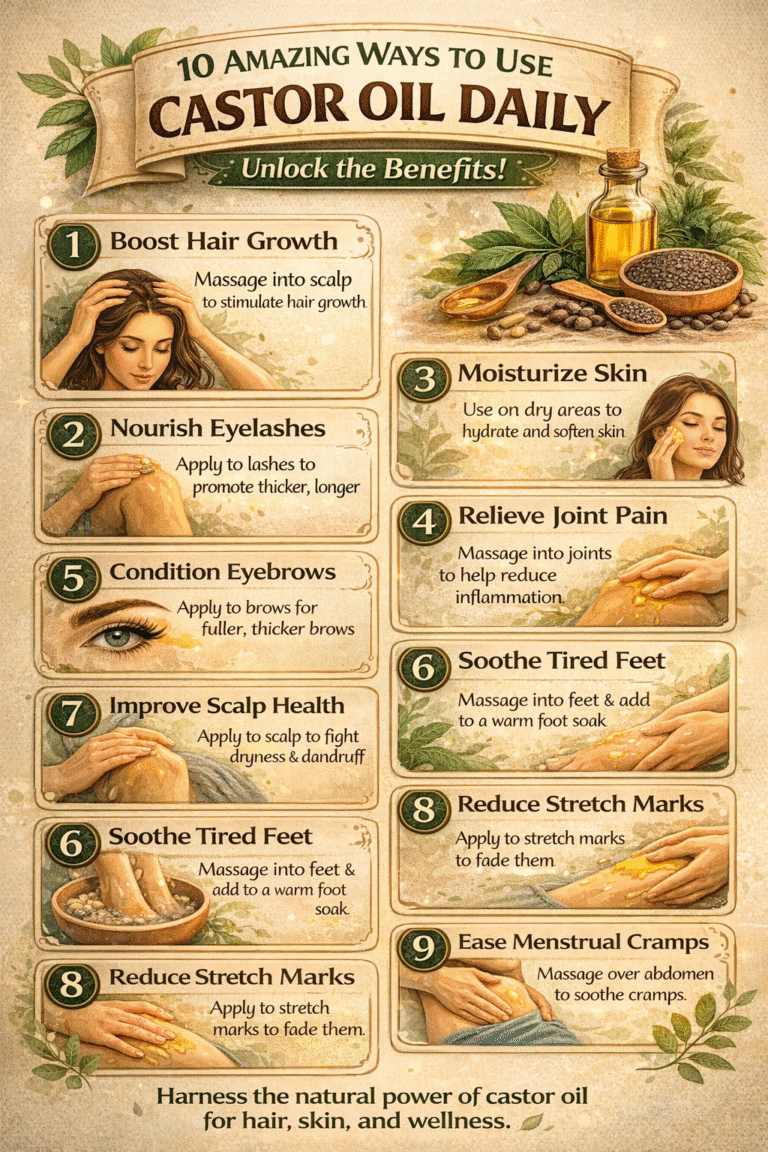 10 Amazing Ways to Use Castor Oil Daily for Hair, Skin and Health