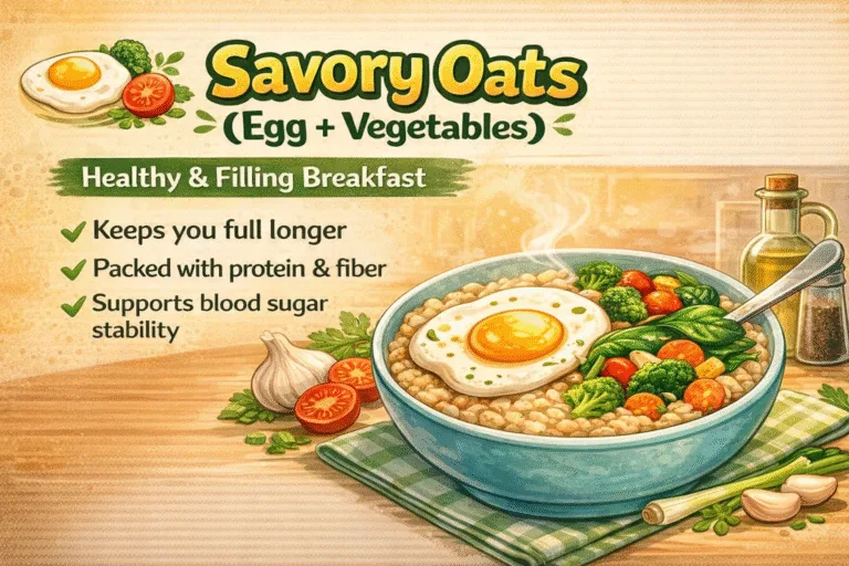 Savory Oats Recipe with Egg  Vegetables Healthy Breakfast for Blood Sugar Stability