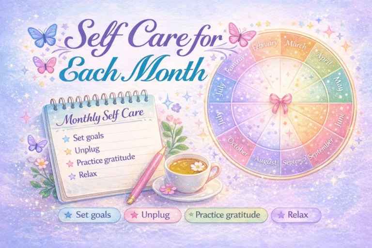 Monthly Self-Care Ideas Checklist Aesthetic Year-Round Wellness  Mental Health Tips Routine