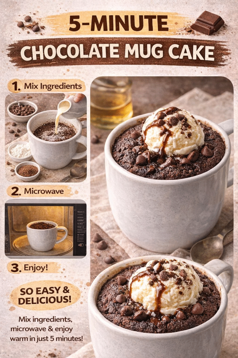 Easy 5 Minute Chocolate Mug Cake  Quick Microwave Dessert Recipe