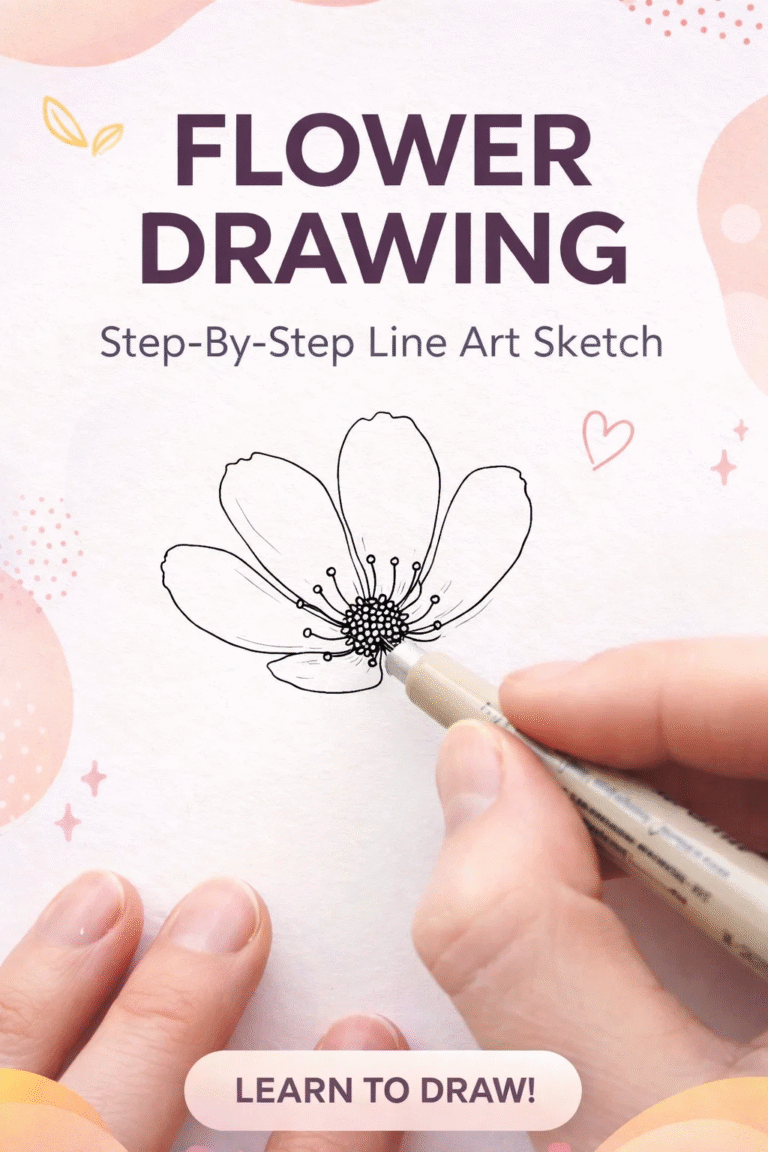 Simple Flower Drawing Tutorial with Fine Liner Pen Step by Step