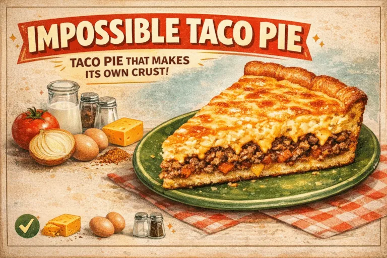 Easy 5-Ingredient Impossible Taco Pie Recipe  No-Crust Ground Beef Dinner Idea