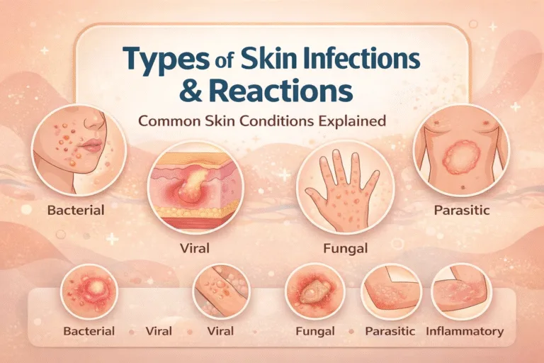 Common Skin Infections and Reactions Guide  Dermatological Conditions Visual Overview