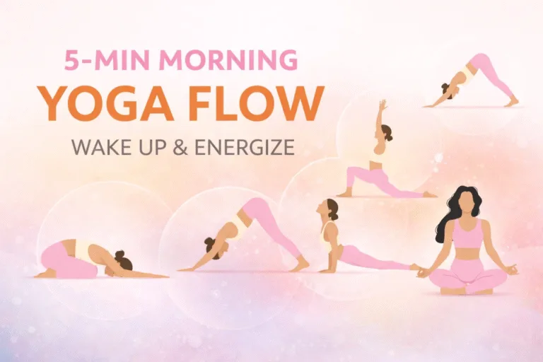 5-Minute Morning Yoga Flow Poster  Self-Care Stretch Wall Art  Minimalist Wellness Decor