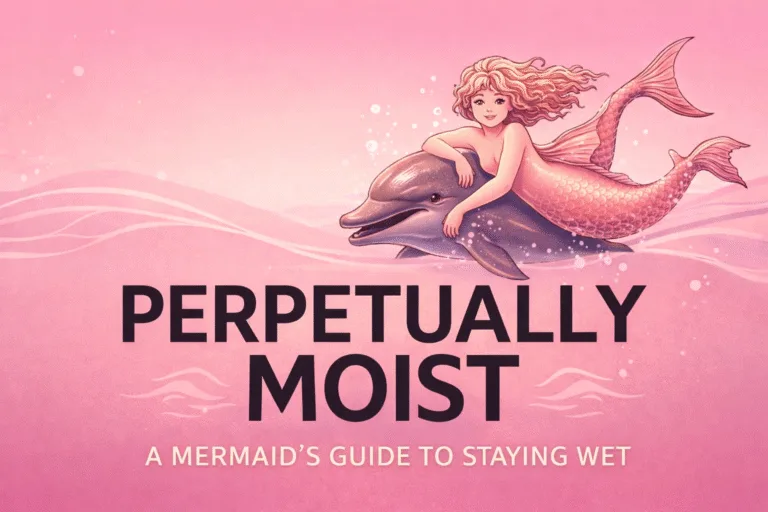 Perpetually Moist Mermaid  Dolphin Retro Art Poster  Ye Olde Crime Podcast Aesthetic Decor
