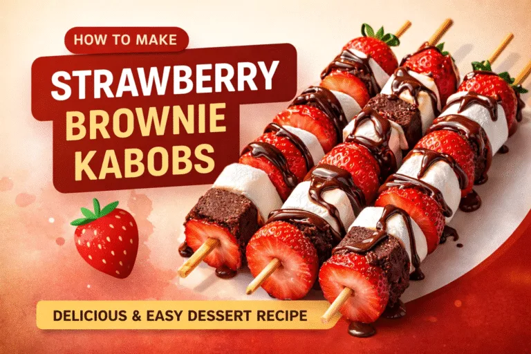 Easy Strawberry Brownie Kabobs with Marshmallows and Chocolate Drizzle Dessert Skewers