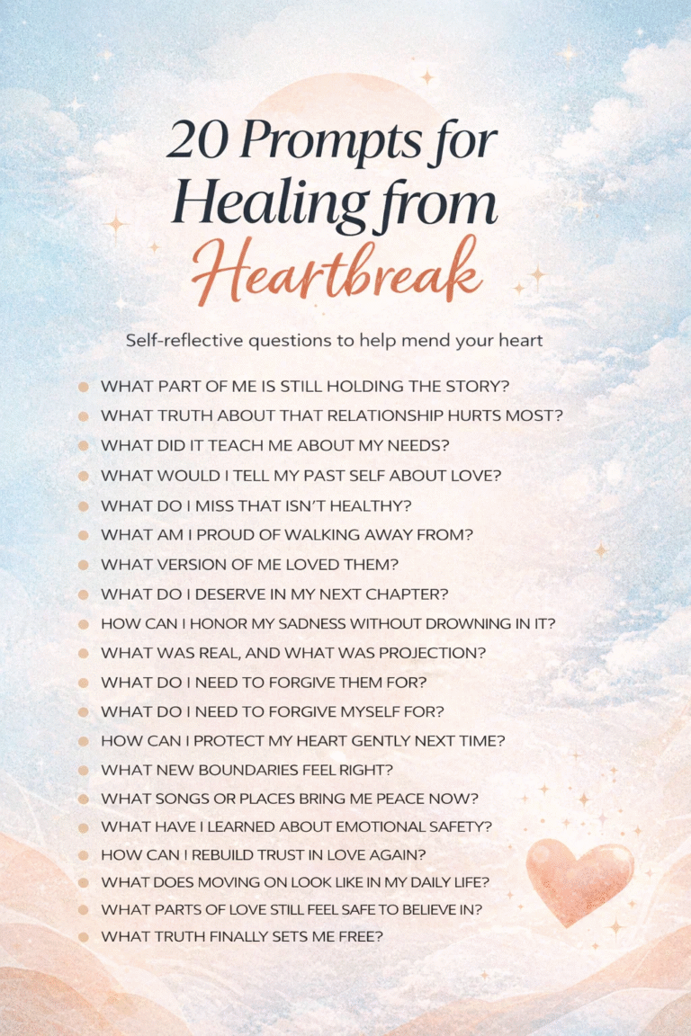 20 Journaling Prompts for Healing from Heartbreak  Emotional Recovery  Self-Love Guide