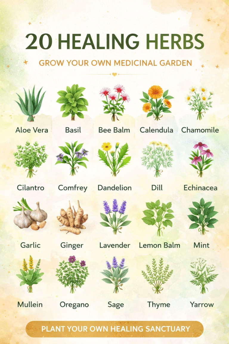 20 Medicinal Herbs Poster Healing Plants for Book of Shadows  Witch Apothecary Grimoire PDF