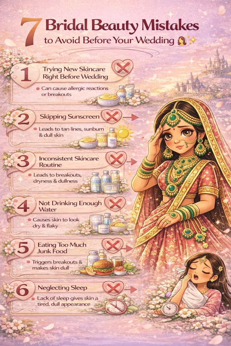 7 Bridal Beauty Mistakes to Avoid for a Wedding Glow  Indian Bride Skincare Tips