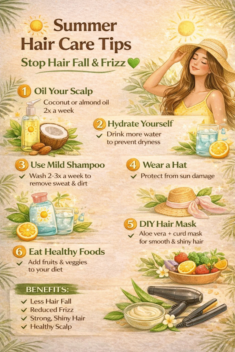 7 Summer Hair Care Tips to Stop Hair Fall and Frizz Naturally  Hair Growth Guide