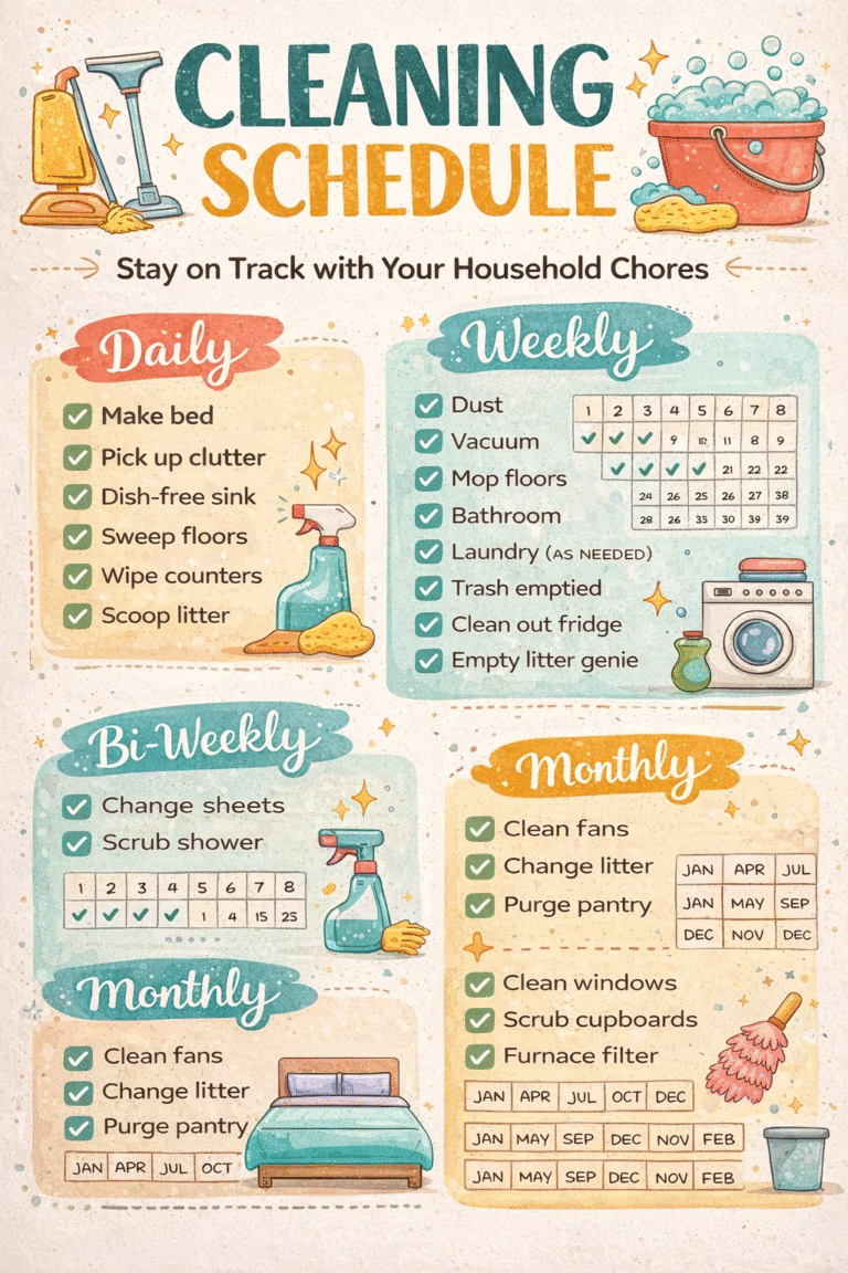 Bullet Journal Cleaning Schedule Tracker Daily  Weekly Habit Planner Layout