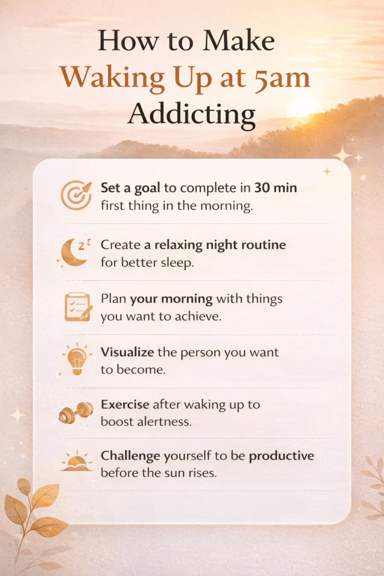 How to Make Waking Up at 5am Addicting  5am Club Morning Routine Tips for Productivity
